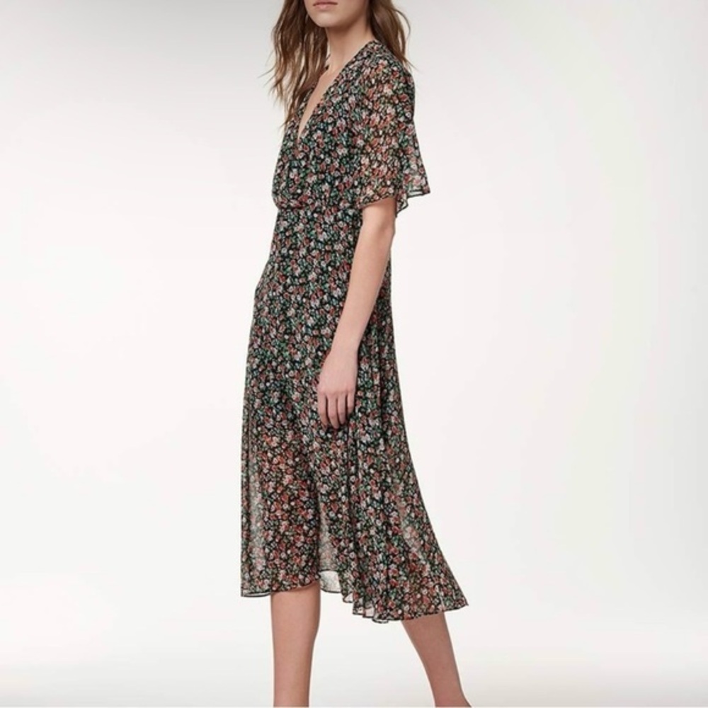 Rebecca Minkoff Womens Ali Floral Elbow Sleeve Maxi‎ Dress Size 0